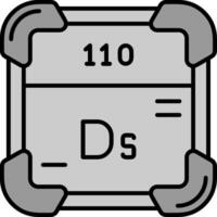 Darmstadtium línea lleno escala de grises icono vector