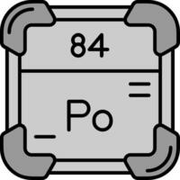 polonio línea lleno escala de grises icono vector