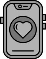 Heart Line Filled Greyscale Icon vector