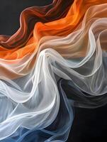 AI generated The orange, blue, and white stripes flame on a dark background. Abstract background. High quality. AI Generative photo