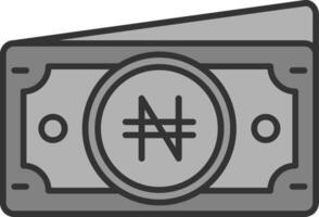 naira línea lleno escala de grises icono vector