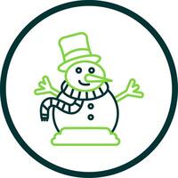 Snowman Line Circle Icon vector