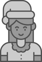 Girl Line Filled Greyscale Icon vector