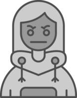 Angry Line Filled Greyscale Icon vector