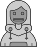 Shocked Line Filled Greyscale Icon vector