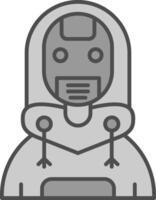 Robot Line Filled Greyscale Icon vector