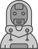 Robot Line Filled Greyscale Icon vector