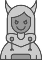 Demon Line Filled Greyscale Icon vector