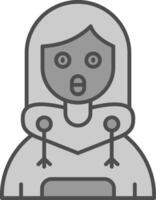 Surprised Line Filled Greyscale Icon vector