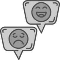 emojis línea lleno escala de grises icono vector