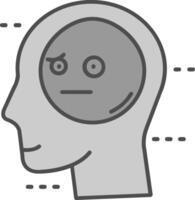 Expressionless Line Filled Greyscale Icon vector