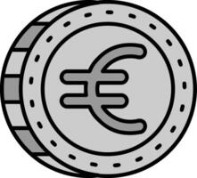 euro línea lleno escala de grises icono vector