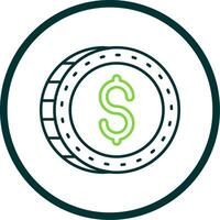 Dollar Line Circle Icon vector