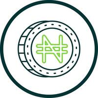 Naira Line Circle Icon vector