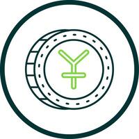 yuan línea circulo icono vector