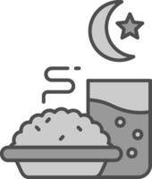 iftar línea lleno escala de grises icono vector