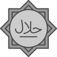 halal línea lleno escala de grises icono vector