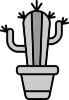 cactus línea lleno escala de grises icono vector