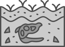 Fossil Line Filled Greyscale Icon vector