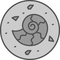 Fossil Line Filled Greyscale Icon vector