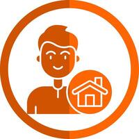 Home Glyph Orange Circle Icon vector