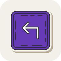 Turn Line Filled White Shadow Icon vector