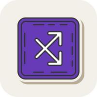 Intersect Line Filled White Shadow Icon vector