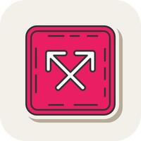 Intersect Line Filled White Shadow Icon vector