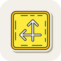 Intersect Line Filled White Shadow Icon vector