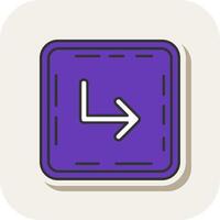 Turn Line Filled White Shadow Icon vector