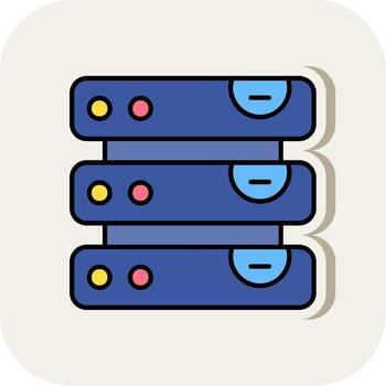 base de datos línea lleno blanco sombra icono vector