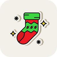 Sock Line Filled White Shadow Icon vector