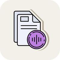 Audio Line Filled White Shadow Icon vector