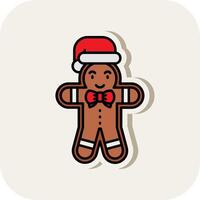 Gingerbread Line Filled White Shadow Icon vector