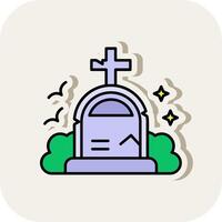 Grave Line Filled White Shadow Icon vector