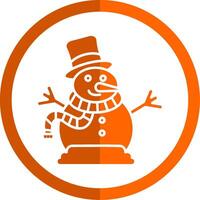 Snowman Glyph Orange Circle Icon vector