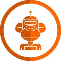 Robot Glyph Orange Circle Icon vector
