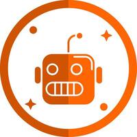 Robot Glyph Orange Circle Icon vector