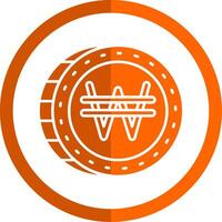 Won Glyph Orange Circle Icon vector