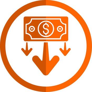 Decrease Glyph Orange Circle Icon vector