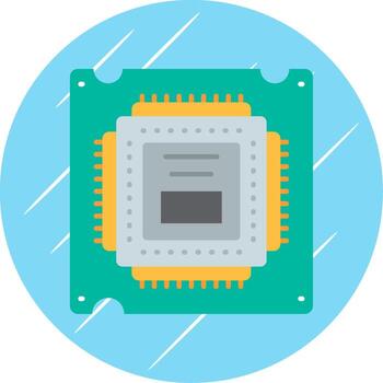 procesador plano azul circulo icono vector