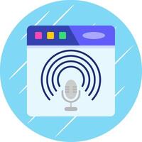 podcast plano azul circulo icono vector