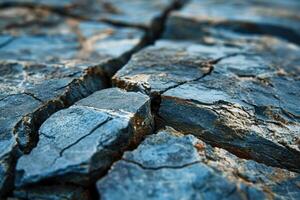AI generated Cracked blue stone surface. photo