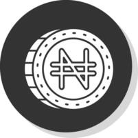 Naira Glyph Grey Circle Icon vector