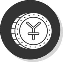 yuan glifo gris circulo icono vector