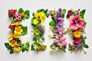 AI generated Real flower alphabet for unique spring and summer decoration. photo