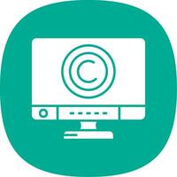 derechos de autor glifo curva icono vector