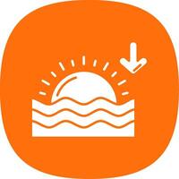 Sunset Glyph Curve Icon vector