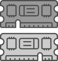 Ram Line Filled Greyscale Icon vector