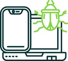 Bug Line Circle Icon vector